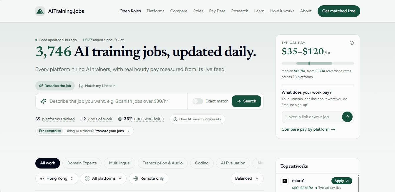 AITraining.jobs — AI训练工作聚合求职平台 AITraining.jobs
