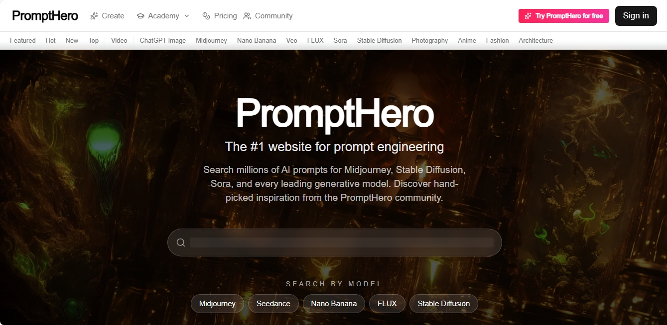 PromptHero — AI提示词搜索引擎与视觉提示词社区 PromptHero