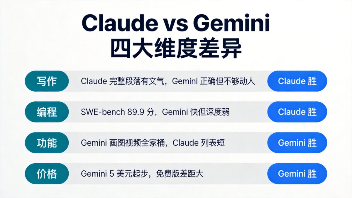 Claude和Gemini哪个好?2026年实测对比,看完知道选哪个